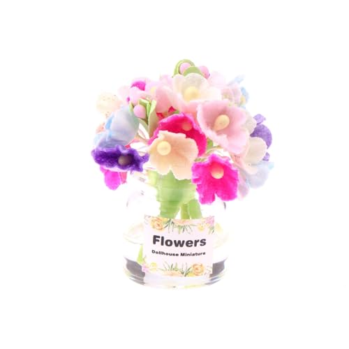 Miniatur Blumen im Vase-Set-Puppenhaus-Dekor im Maßstab 1:12 mit realistischen Details, Faux Flower Modell Puppenhaus Dekoration für Mikro Landschaft, Zug plattform und Fairy Garden Zubehör von Generisch
