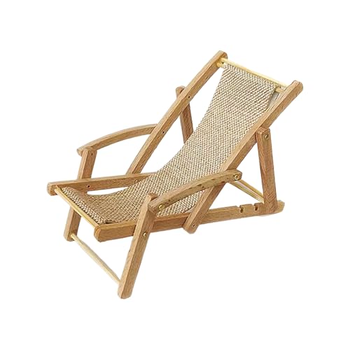 Miniatur Coastal Lounger - Küstenstuhl -Figur, Holz Winziges Deckchair -Modell | Little Sandsitz Replik, Kompaktes Strandmöbel Display Für Dekoration Und Hobbyhandwerk von Generisch