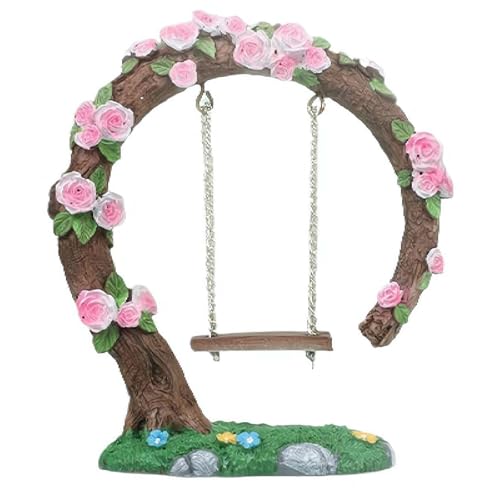 Miniatur-Feengarten-Schaukel, 11,4 cm lustige Blumenbaum-Schaukelfigur, Schaukelmodell für Mikro-Landschaft, Innenhof, Garten, Outdoor-Display-Dekor, Puppenhaus dekorative Mini-Möbel (Ei-Blume) von Generisch