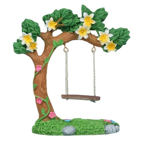 Miniatur-Feengarten-Schaukel, 11,4 cm lustige Blumenbaum-Schaukelfigur, Schaukelmodell für Mikro-Landschaft, Innenhof, Garten, Outdoor-Display-Dekor, Puppenhaus dekorative Mini-Möbel (Ei-Blume) von Generisch