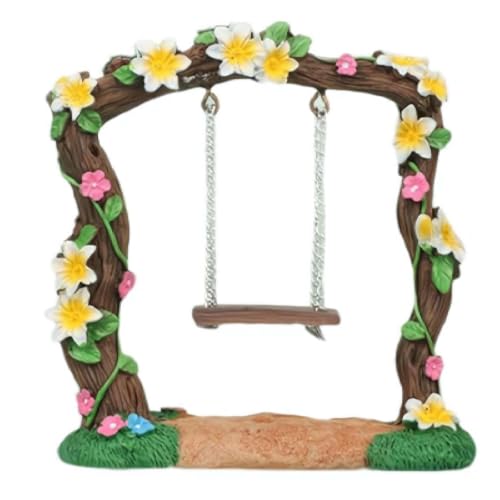 Miniatur-Feengarten-Schaukel, 11,4 cm lustige Blumenbaum-Schaukelfigur, Schaukelmodell für Mikro-Landschaft, Innenhof, Garten, Outdoor-Display-Dekor, Puppenhaus dekorative Mini-Möbel (Ei-Blume) von Generisch