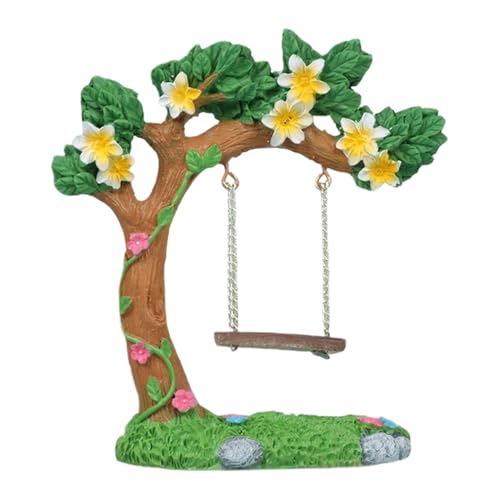 Miniatur-Feengarten-Schaukel, Feengarten-Blumenbaum, stabiles Harzmaterial, Skulpturen, Puppenhaus-Dekoration für Auffahrt, Rasen, Weg, Hof, Schlafzimmer, Bauernhof von Generisch