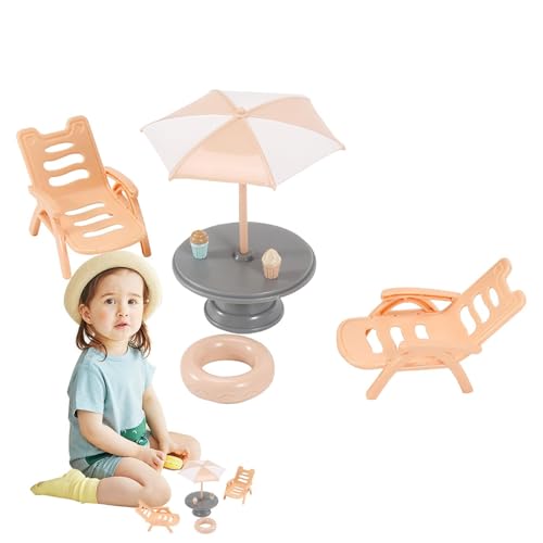 Miniatur Figuren - Miniatur Dekorationen Kreativer Strandschirm Stuhl - Vielseitig Puppenhaus Zubehör Dekofiguren für Indoor Outdoor Miniatur Figuren - Miniatur Dekorationen Kreativer Strandschirm Stuhl - Vielseitig Puppenhaus Zubehör Dekofiguren für Indoor Outdoor von Generisch