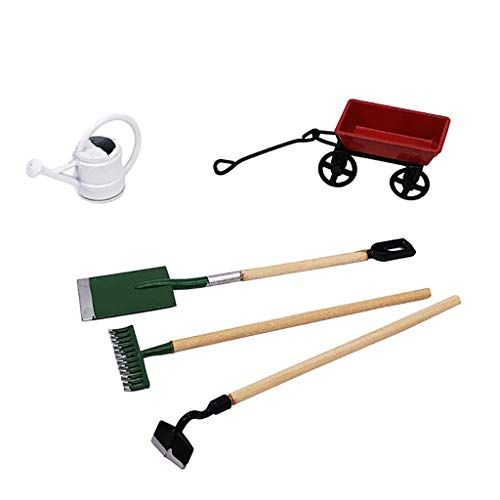 Miniatur Garten Werkzeugkasten Set, Puppenhaus-Werkzeug-Set Bewässerung Rot Miniatur-Ausrüstung kann Gartenwagen 1:12 Geeignet zum Dekorieren eines Minigartens (As Shown, One Size) von Generisch