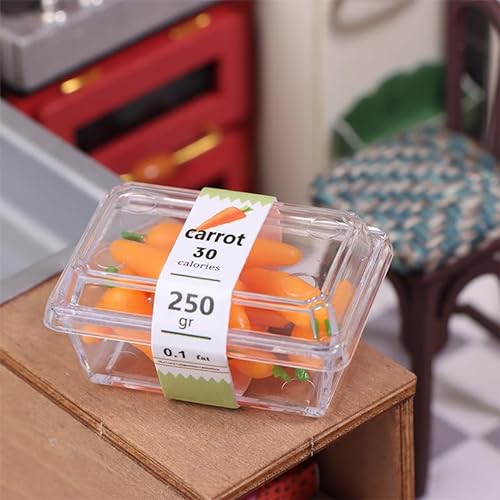 Miniatur-Gemüse-Fruchtmodell im durchsichtigen Behälter für 1/12 Puppenhaus; Simuliertes Futter für Puppenhausdekoration von Generisch