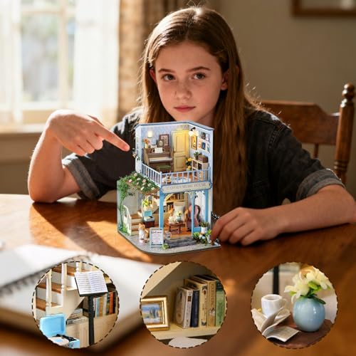 Miniatur Haus Bausatz,Mini Holz Puppenhaus Bausatz | Eltern-Kind Bindung Aktivität Holz Bastelset Für Jugendliche Kinder Erwachsene Familie von Generisch