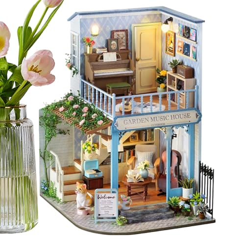 Miniatur Haus Bausatz | Mini Holz Puppenhaus Bausatz | Eltern-Kind Bindung Aktivität Holz Bastelset Für Jugendliche Kinder Erwachsene Familie von Generisch