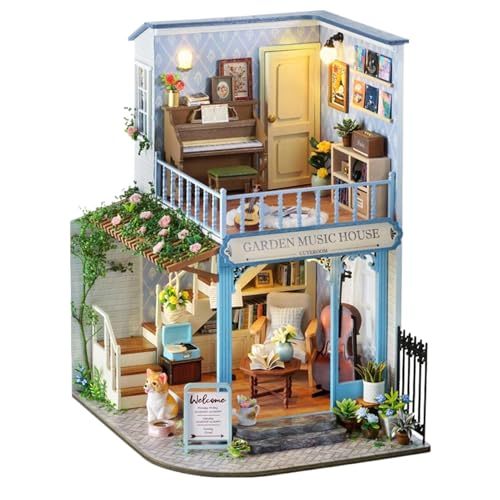 Miniatur Haus Bausatz - Mini Holz Puppenhaus Bausatz - Eltern-Kind Bindung Aktivität Holz Bastelset Für Jugendliche Kinder Erwachsene Familie von Generisch