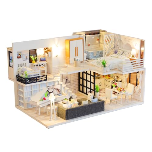 Miniatur-Haus-Set, kreatives 3D-Puppenhaus, Mini-Puppenzubehör mit Möbeln für Kinder, Teenager, Geburtstag, Weihnachten, Partyzubehör von Generisch