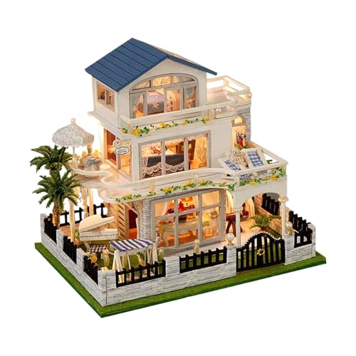 Miniatur Puppenhaus Bausatz - Miniatur Villa Modellbausatz Mit LED Für Erwachsene,Zuhause Deko Geschenk Für Jugendliche Erwachsene Familie Miniatur Puppenhaus Bausatz - Miniatur Villa Modellbausatz Mit LED Für Erwachsene,Zuhause Deko Geschenk Für Jugendliche Erwachsene Familie von Generisch