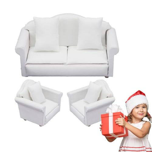 Miniatur-Puppenhaus-Sofa – Wohnzimmermöbel im Maßstab 1:12 | Rollenspiel-Sofa-Spielzeug mit Kissen, Puppenhaus-Zubehör für Kinder, realistische minì-Möbel für selbstgemachte Puppenhaus-Dekoration und Miniatur-Puppenhaus-Sofa – Wohnzimmermöbel im Maßstab 1:12 | Rollenspiel-Sofa-Spielzeug mit Kissen, Puppenhaus-Zubehör für Kinder, realistische minì-Möbel für selbstgemachte Puppenhaus-Dekoration und von Generisch