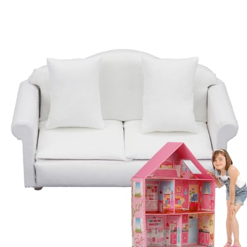 Miniatur-Puppenhaus-Sofa – Wohnzimmermöbel im Maßstab 1:12 | Rollenspiel-Sofa-Spielzeug mit Kissen, Puppenhaus-Zubehör für Kinder, realistische minì-Möbel für selbstgemachte Puppenhaus-Dekoration und Miniatur-Puppenhaus-Sofa – Wohnzimmermöbel im Maßstab 1:12 | Rollenspiel-Sofa-Spielzeug mit Kissen, Puppenhaus-Zubehör für Kinder, realistische minì-Möbel für selbstgemachte Puppenhaus-Dekoration und von Generisch