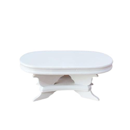 Miniatur-Puppenhaus-Tee Tisch, 1/12 Pretend Play Dollhouse Tee Tisch Modell Zubehör, Puppe Heim Wohnzimmer Möbel Dekoration Spielzeug (weiß) von Generisch