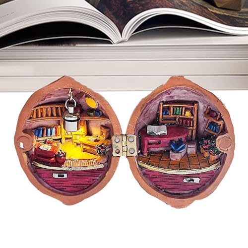 Miniatur-Puppenhaus aus Walnussschalen – Bastelset, handgefertigte Möbel | Kreatives Mini-Puppenhausprojekt aus Walnussschalen, Bastelbegeisterte und Sammler von Generisch