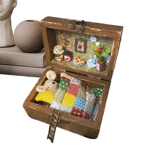Miniatur -Raum -Kit, Miniaturpuppenhaus - Hausgebäude Kit | Animal-in-Boxen Design Craft Sandy Toy Collectible Model, handgefertigtes realistisches für Projekte von Generisch