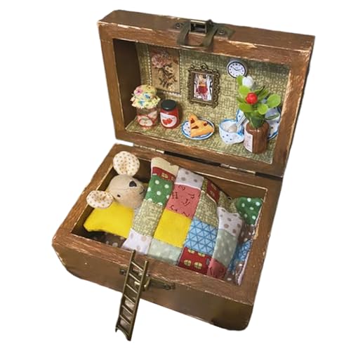 Miniatur -Raum -Kit, Miniaturpuppenhaus - Miniatur -Kits für Erwachsene | Tiere in Kisten Entwerfen von Handwerkskollektierspielzeug, hölzerne handgefertigte Modelllandschaftsdekoration realistisch fü von Generisch