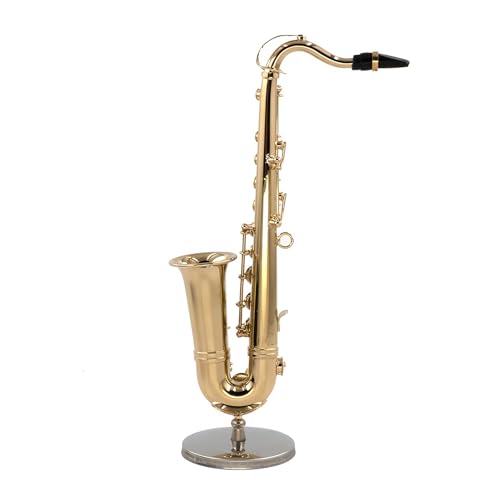 Miniatur Saxofon - Miniatur Musikinstrument Aus Messing,Messing Musikinstrument Sammlerstück Mit Ständer Und Aufbewahrungsbox Für Dekoration Kinder Erwachsene Weihnachten Geburtstag Puppenhaus Deko von Generisch