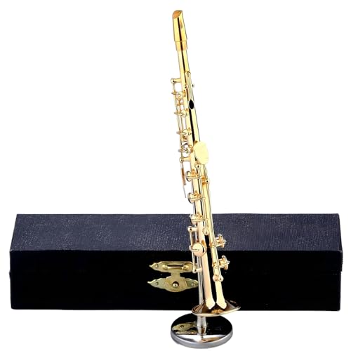 Miniatur -Saxophon - Miniatur -Altaxophone | GLODSPLATTE MINIATURESSAXOPHONEN | Brass Musical Instrument Sammlerstück Mit Stand Case For Display Kids Erwachsene Weihnachtsgeburtstag Puppenhaus Accesso von Generisch