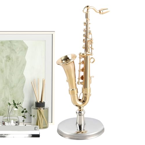 Miniatur -Saxophon Sammlerstück - Goldplattiertes Messinginstrument, Display Stand Case | Kinder Erwachsene Weihnachtsgeburtstag Puppenhaus Accessoires Mit Dekorativer Musik Für Home Office Room Decor Miniatur -Saxophon Sammlerstück - Goldplattiertes Messinginstrument, Display Stand Case | Kinder Erwachsene Weihnachtsgeburtstag Puppenhaus Accessoires Mit Dekorativer Musik Für Home Office Room Decor von Generisch