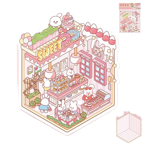 Miniatur -Szenenaufkleber - Machen Sie Ihre Eigenen Hausaufkleber, Hausaufkleber Kreativer Miniatur, 3 D Effect Hand Account Decals | Scrapbooking Decoration Tool, Kleine Zimmerlandschaftsbaustufen Fü von Generisch
