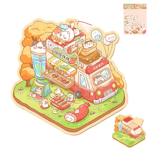 Miniatur -Szenenaufkleber - Machen Sie Ihre Eigenen Hausaufkleber, Hausaufkleber Kreativer Miniatur, 3 D Effect Hand Account Decals | Scrapbooking Decoration Tool, Kleine Zimmerlandschaftsbaustufen Fü von Generisch