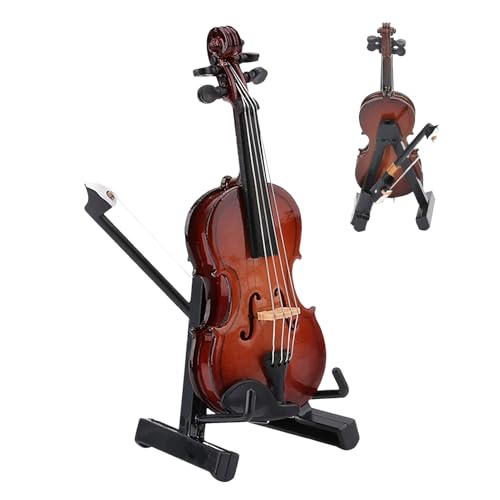 Miniatur-Violine, Mini-Violine, Musikinstrument-Figuren mit Ständer, Sammlerstück, Puppenhaus-Modell für Arbeitszimmer, Schlafzimmer, Wohnzimmer Miniatur-Violine, Mini-Violine, Musikinstrument-Figuren mit Ständer, Sammlerstück, Puppenhaus-Modell für Arbeitszimmer, Schlafzimmer, Wohnzimmer von Generisch