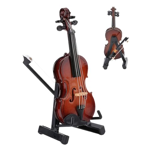Miniatur-Violine, Violine, Musikinstrument, Miniatur mit Ständer, Sammlerstück aus Holz, Schreibtisch-Ornament für Wohnzimmer, Arbeitszimmer, Büros, Zuhause von Generisch