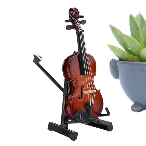 Miniatur-Violinen-Modell, Violine, Musikinstrument, Miniatur mit Ständer, Sammlerstück, Puppenhausmodell für Arbeitszimmer, Schlafzimmer, Wohnzimmer von Generisch