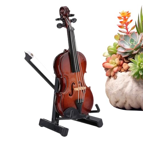 Miniatur-Violinenmodell aus Holz | Mini Musikinstrument Violine Modell mit Ständer - Sammlerstück Display Zubehör Puppenhaus Modell für Arbeitszimmer Schlafzimmer Wohnzimmer Miniatur-Violinenmodell aus Holz | Mini Musikinstrument Violine Modell mit Ständer - Sammlerstück Display Zubehör Puppenhaus Modell für Arbeitszimmer Schlafzimmer Wohnzimmer von Generisch