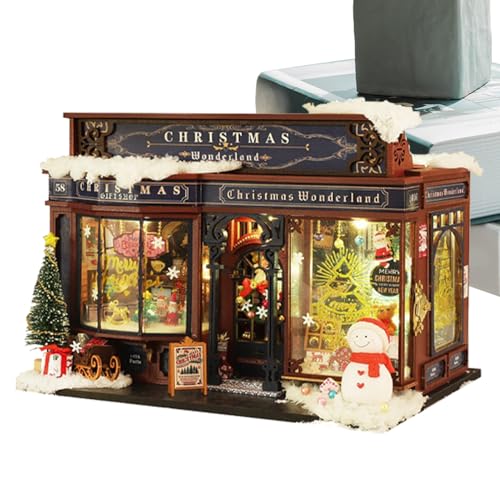 Miniatur-Weihnachtshäuser, Puppenhaus-Weihnachtsdekoration | Tiny House Kit Schreibtischdekoration,Puppenhäuser aus Holz mit Weihnachtsbaum und Möbeln, Puppenhaus-Set für Kreativzimmer, Weihnachtsdeko Miniatur-Weihnachtshäuser, Puppenhaus-Weihnachtsdekoration | Tiny House Kit Schreibtischdekoration,Puppenhäuser aus Holz mit Weihnachtsbaum und Möbeln, Puppenhaus-Set für Kreativzimmer, Weihnachtsdeko von Generisch