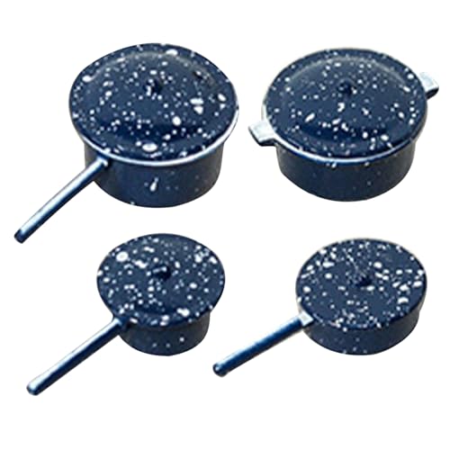 Miniatur Zubehör, Dollhouse Möbel, Puppenhauszubehör, Mini Töpfe und Pfannen mit Deckel 4PCs Dotted winzig von Generisch