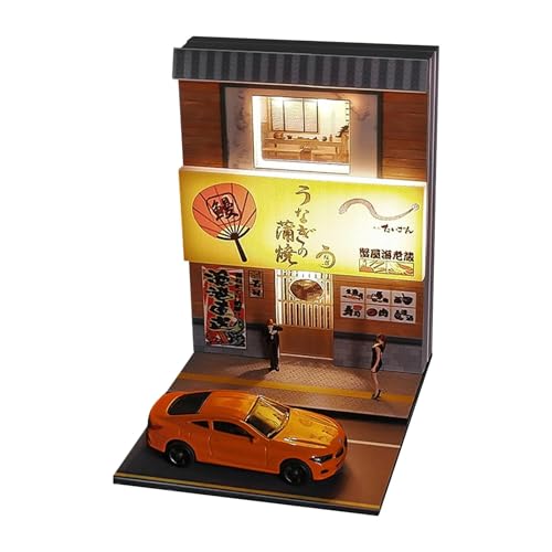 Miniature Houses Collectible,Simulation Japanese Corner Restaurant Model, Handmade Doll House with Lights, Unique Housewarming Decoration and Architectural Scene Toy for Display von Generisch
