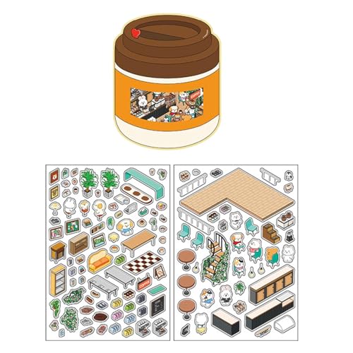 Miniature Room Sticker Kit, House Decors Stickers, Craft Sticker Sets, Planner Decoration Sticker Scenes, Kids Room Sticker Designs, Artistic Miniature Sticker Scenes, Decorative Planner Sticker Art von Generisch