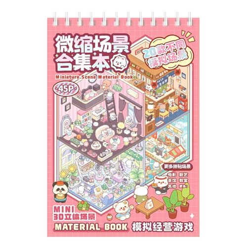 Miniature Scene Sticker Book – 3D Layered Decals | Waterproof Decorative Set for Scrapbooking, DIY Journals, Goodie Bags, Decor | Creative Embellishments for Crafts, Planners, Projects von Generisch