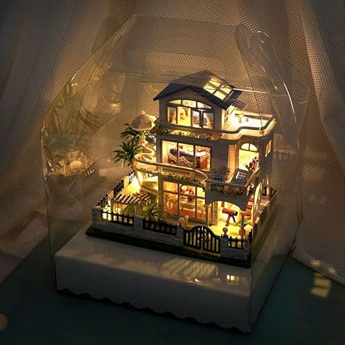 Miniaturhaus Kit - Miniaturhaus -Herstellung Kit | 3D -Holzhandwerk Villa Model Set mit LED -Leuchten | Tiny Dollhouses mit Beleuchtung, handgefertigte Gebäude -Sets für Teenager, Mädchen, Miniaturhaus Kit - Miniaturhaus -Herstellung Kit | 3D -Holzhandwerk Villa Model Set mit LED -Leuchten | Tiny Dollhouses mit Beleuchtung, handgefertigte Gebäude -Sets für Teenager, Mädchen, von Generisch