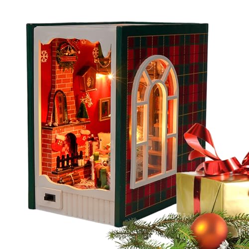 Miniaturhaus | Kleines Weihnachts-LED-Haus-Bauset | Heimdekoration kreativ für Erwachsene, Teenager, Kinder, Innenbereich, Wohnzimmer, Schlafzimmer, Küche, Schreibtisch, Kaminsims, Tisch, Urlaub von Generisch
