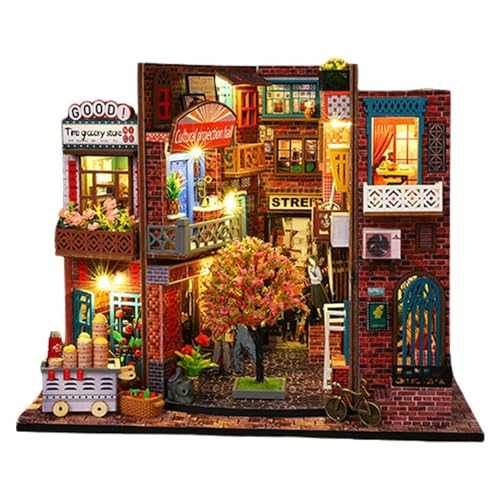 Miniaturhaus-Set – Haus-Miniatur mit Möbeln, Miniatur-Puppenhausmodell mit LED-Raum und Möbeln für Erwachsene, Teenager, Hobby-Handwerk Miniaturhaus-Set – Haus-Miniatur mit Möbeln, Miniatur-Puppenhausmodell mit LED-Raum und Möbeln für Erwachsene, Teenager, Hobby-Handwerk von Generisch