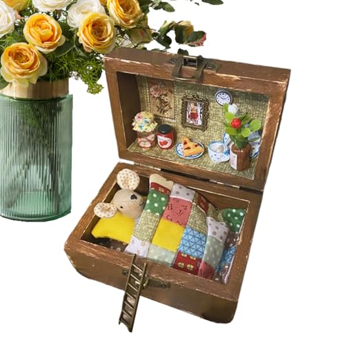 Miniaturpuppenhaus, winziges Haus Kit | Traumhaus für kleine Haustiere - Handgefertigtes Holzmodell Bastellandschaftsspielzeug Sammlerstücke, Tiere in Kisten Design Realistic Decor für Hobbyprojekte von Generisch