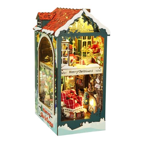 Miniaturpuppenhaus Buch Nook - Weihnachts -Bastelkit, Kreative Diorama -Dekoration, Ferienbuch -Nook -Geschenk Für Erwachsene Teenager | DIY Book Für Wohnkultur Feste Innenregal Weihnachten O von Generisch