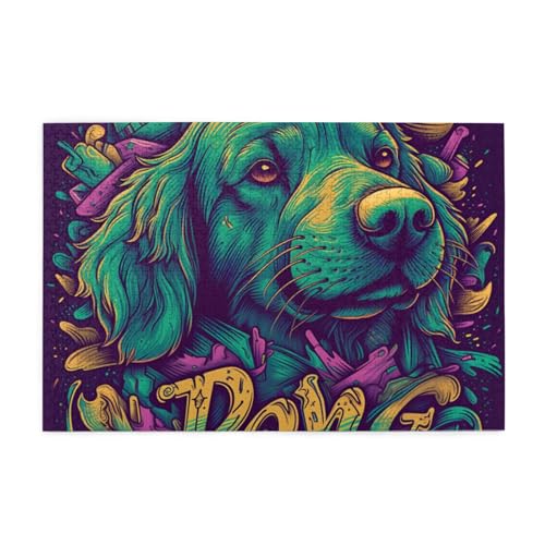 Mit buntem Golden Retriever, 1000-teiliges Puzzle für Erwachsene, Holzpuzzles für Erwachsene, Geschenke, Heimdekoration Mit buntem Golden Retriever, 1000-teiliges Puzzle für Erwachsene, Holzpuzzles für Erwachsene, Geschenke, Heimdekoration von Generisch