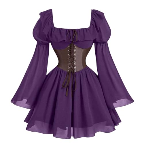 Mittelalter Kleidung Damen Kostüm Halloween Renaissance Maxikleid Gesmokte Taille High Low Design Mittelalter Steampunk Kleid für Cosplay Party Halloween Mittelalter Kleidung Damen Kostüm Halloween Renaissance Maxikleid Gesmokte Taille High Low Design Mittelalter Steampunk Kleid für Cosplay Party Halloween von Generisch