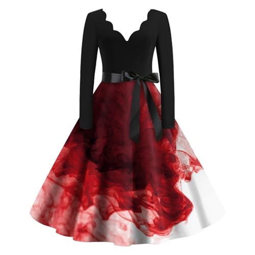 Mittelalter Kostüm Vampirkostüm Blutiges Cosplay Kürbis Scary Blut Kleid Halloween Kürbis Kostüm Clown Steampunk Sensenmann Braut Gothic Dress Horror Skelett Kleid Gothic XL von Generisch