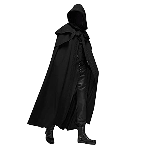 Mittelalter Umhang Kapuze Mantel mit Manschette Einfarbige Trenchcoat Kapuzenumhang Vintage Steampunk Renaissance Vampir Umhang Gothic Cosplay Cape Halloween Kostüm für Damen und Herren Schwarz Rot Mittelalter Umhang Kapuze Mantel mit Manschette Einfarbige Trenchcoat Kapuzenumhang Vintage Steampunk Renaissance Vampir Umhang Gothic Cosplay Cape Halloween Kostüm für Damen und Herren Schwarz Rot von Generisch