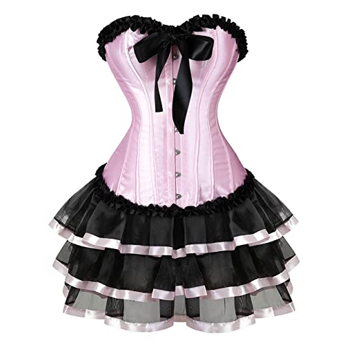 Mittelalterliche Hochzeitskleider für Damen Kleid Boden Cosplay Mittelalter Damen Länge Vintage Gothic Spitzenkleid Shapwear Rot Gothic Kleid, rose, L von Generisch