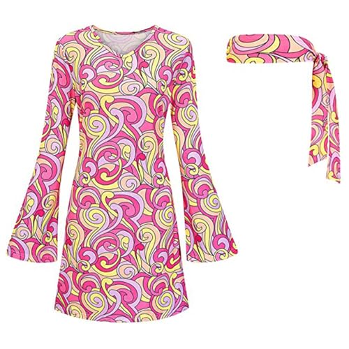 Mittelalterliche Schuhe für Damen, 70er-/60er-Jahre-Stil, Rock-Stirnband-Set, 70er-Jahre-Kostüm, Halloween, Damenkostüm, Mädchen, mittelalterliche Geschenke für Teenager (PK1, M) von Generisch