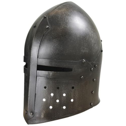 Mittelalterlicher Greathelm Bascinet Helm Römer Ritter Rüstung Helm Stahl Zuckerhut Kreuzritter Helm Reenactment LARP Krieger Cosplay Helm Halloween von Generisch