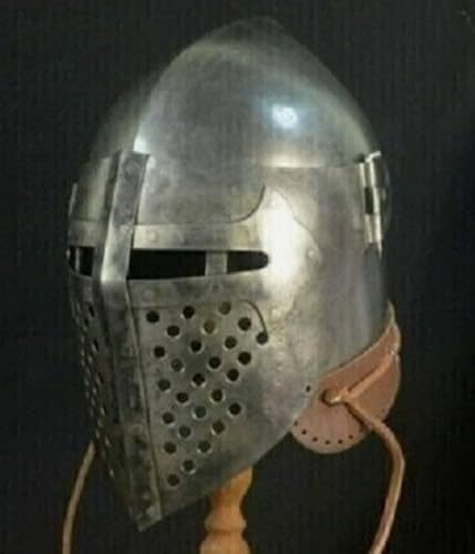 Mittelalterlicher Helm mit Visier, europäisches Gesicht, geschlossener Bascinet, Ritterhelm, Stahl, LARP, Krieger, Cosplay, Halloween Mittelalterlicher Helm mit Visier, europäisches Gesicht, geschlossener Bascinet, Ritterhelm, Stahl, LARP, Krieger, Cosplay, Halloween von Generisch