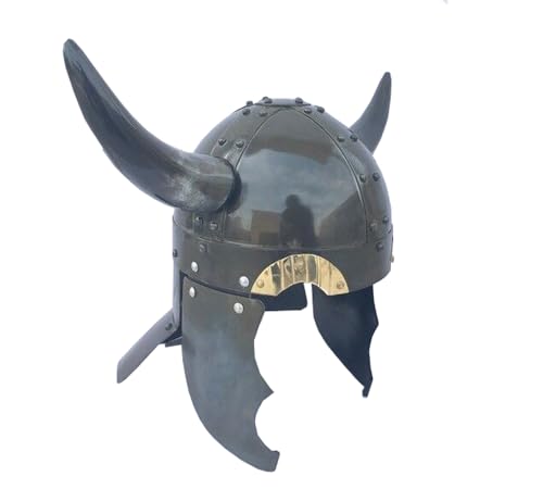Mittelalterlicher Hornhelm, Wikingerhelm mit Hörnern, schwarz, polnisches Halloween-Kostüm von Generisch