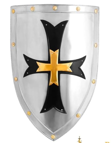 Mittelalterlicher Tempelritter Kreuz Rüstung Schild Jahrhundert Stahl Eisen Kampf Krieger Schild Cosplay Nachstellung LARP Replik Schild Halloween Mittelalterlicher Tempelritter Kreuz Rüstung Schild Jahrhundert Stahl Eisen Kampf Krieger Schild Cosplay Nachstellung LARP Replik Schild Halloween von Generisch
