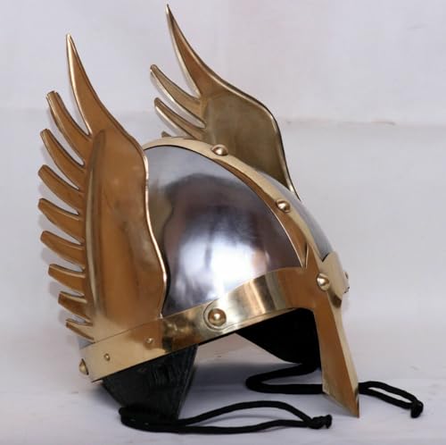 Mittelalterlicher römischer Wikingerhelm Ritter Ritter Rüstung Gothic Helm Stahl Flügel Tragbarer Helm LARP Krieger Cosplay Helm Halloween Mittelalterlicher römischer Wikingerhelm Ritter Ritter Rüstung Gothic Helm Stahl Flügel Tragbarer Helm LARP Krieger Cosplay Helm Halloween von Generisch